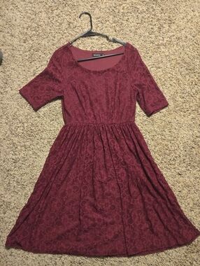 Mikarose Burgundy Lace Midi Dress